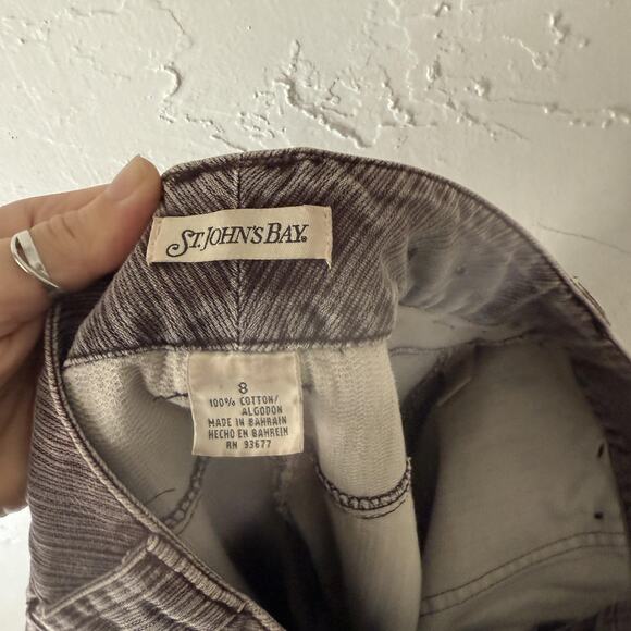 St Johns Bay Pants Vintage Womens 8 Brown Straight Leg Button Tab Pockets Casual - Picture 10 of 10